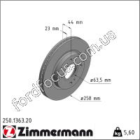 250.1363.20 диск тормозной передний 258mm