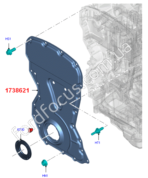 1738621 кришка двигуна передня 2.2TDCI